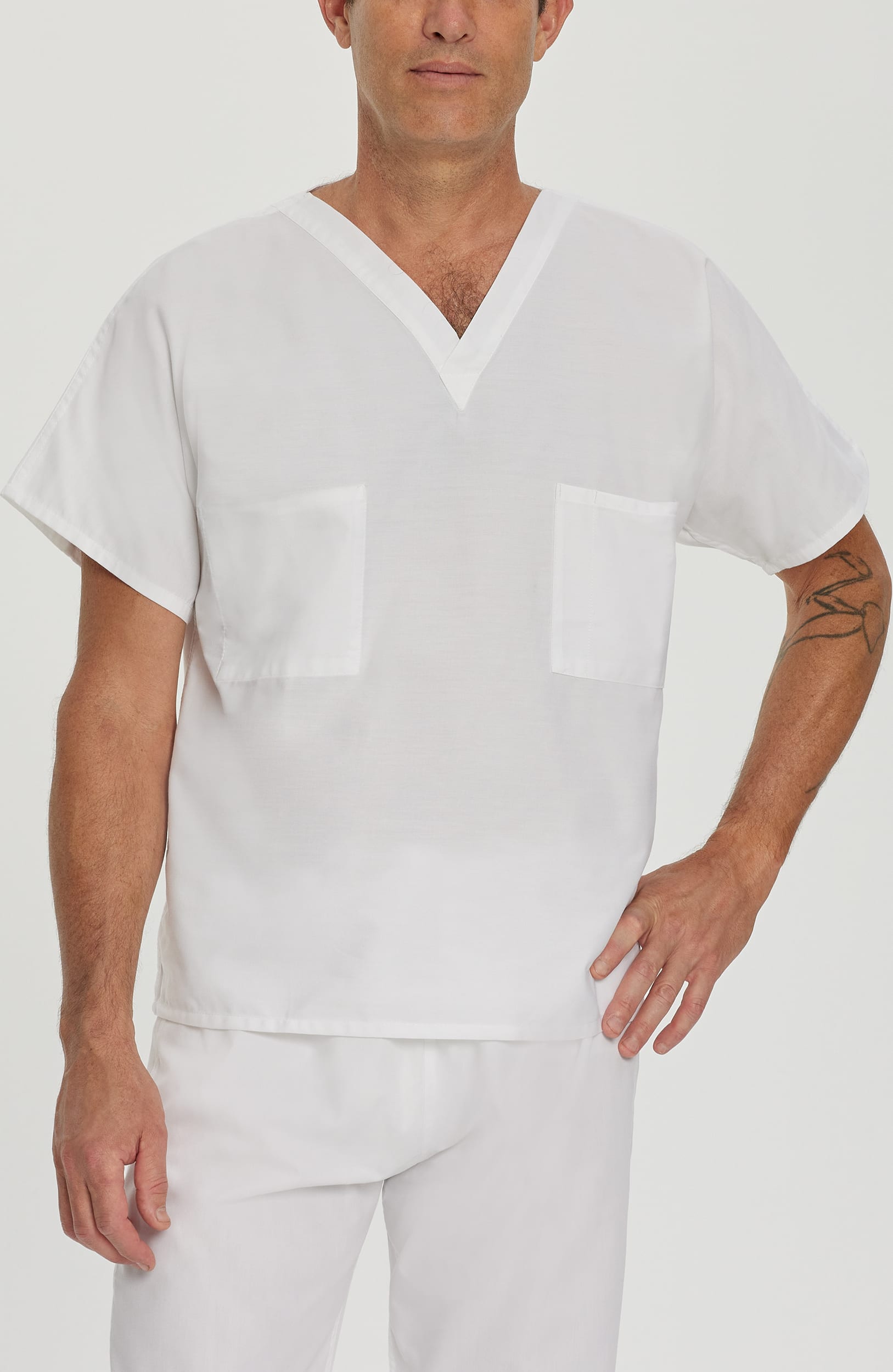 Landau Essentials Unisex Reversible 1-Pocket V-Neck Scrub Top Large