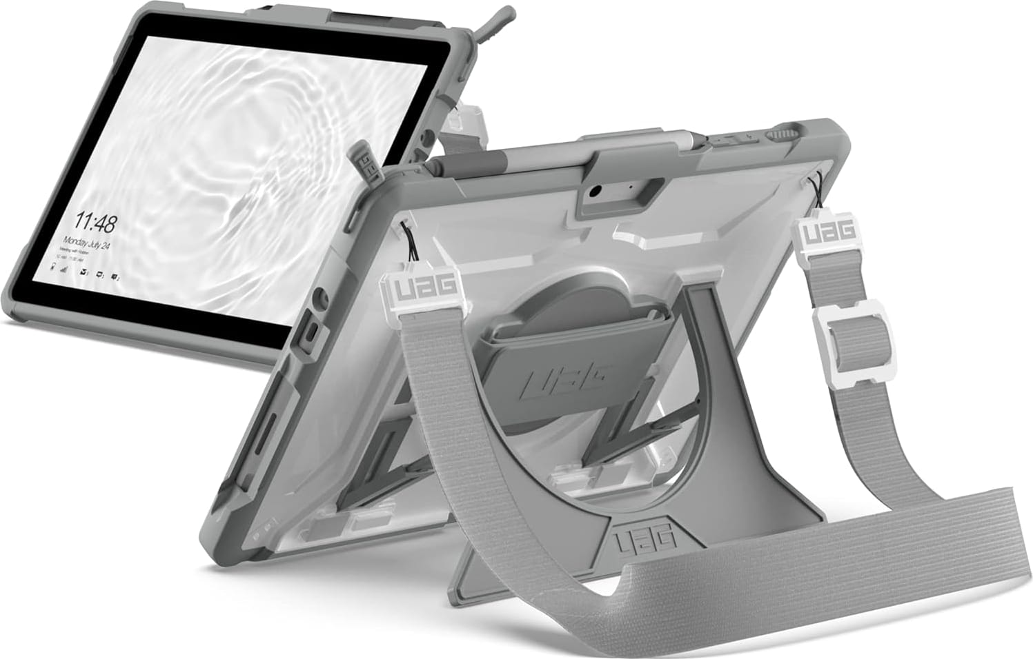 UAG Plasma Healthcare Series Surface Go 2 Case w/ Hand Strap & Shoulder Strap - White/Grey