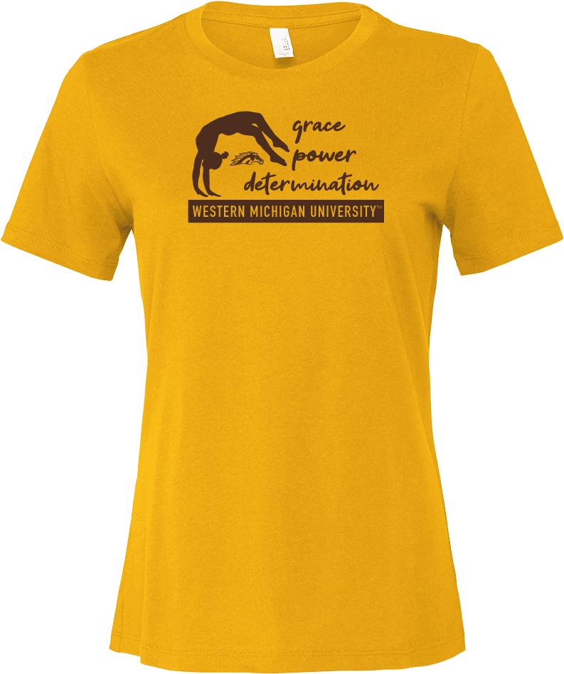 Western Michigan Bella + Canvas Womens Relaxed Cotton T Shirt Western Michigan Broncos Gymnastics Design - ONLINE ONLY