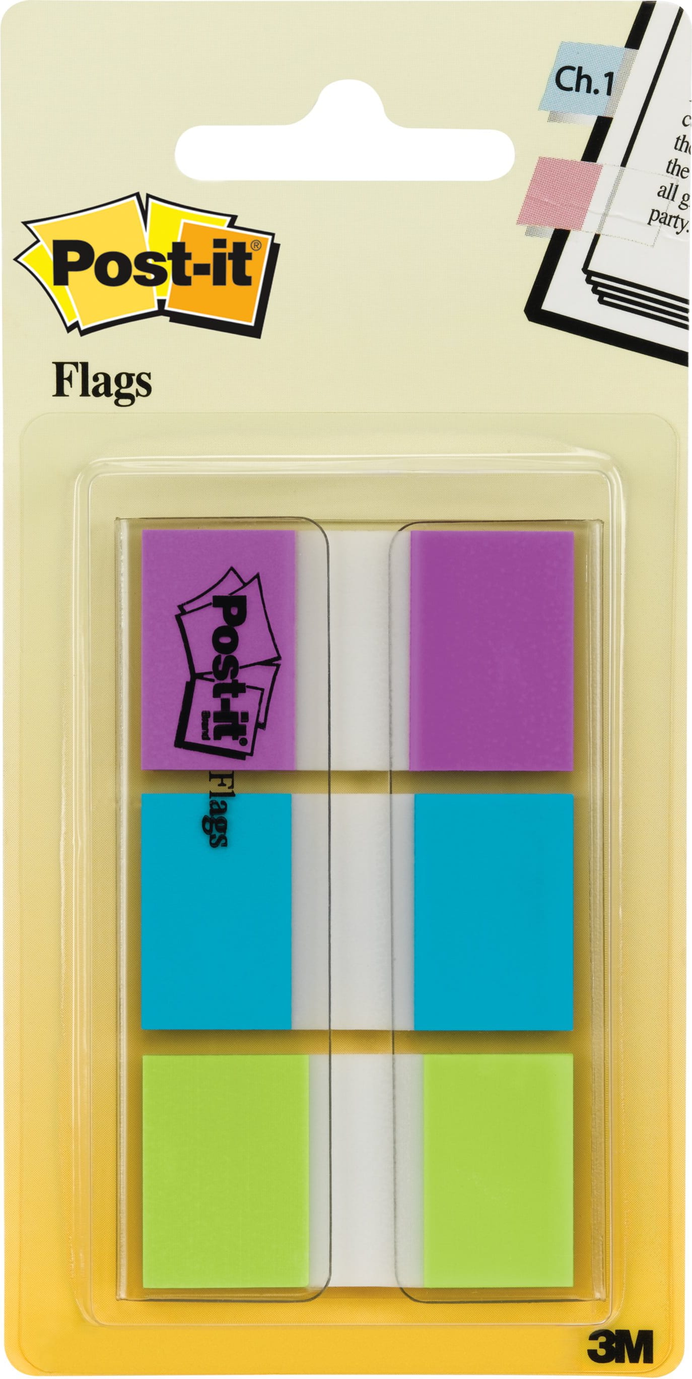 POST-IT FLAG 1" 20CT PU/BL/GR
