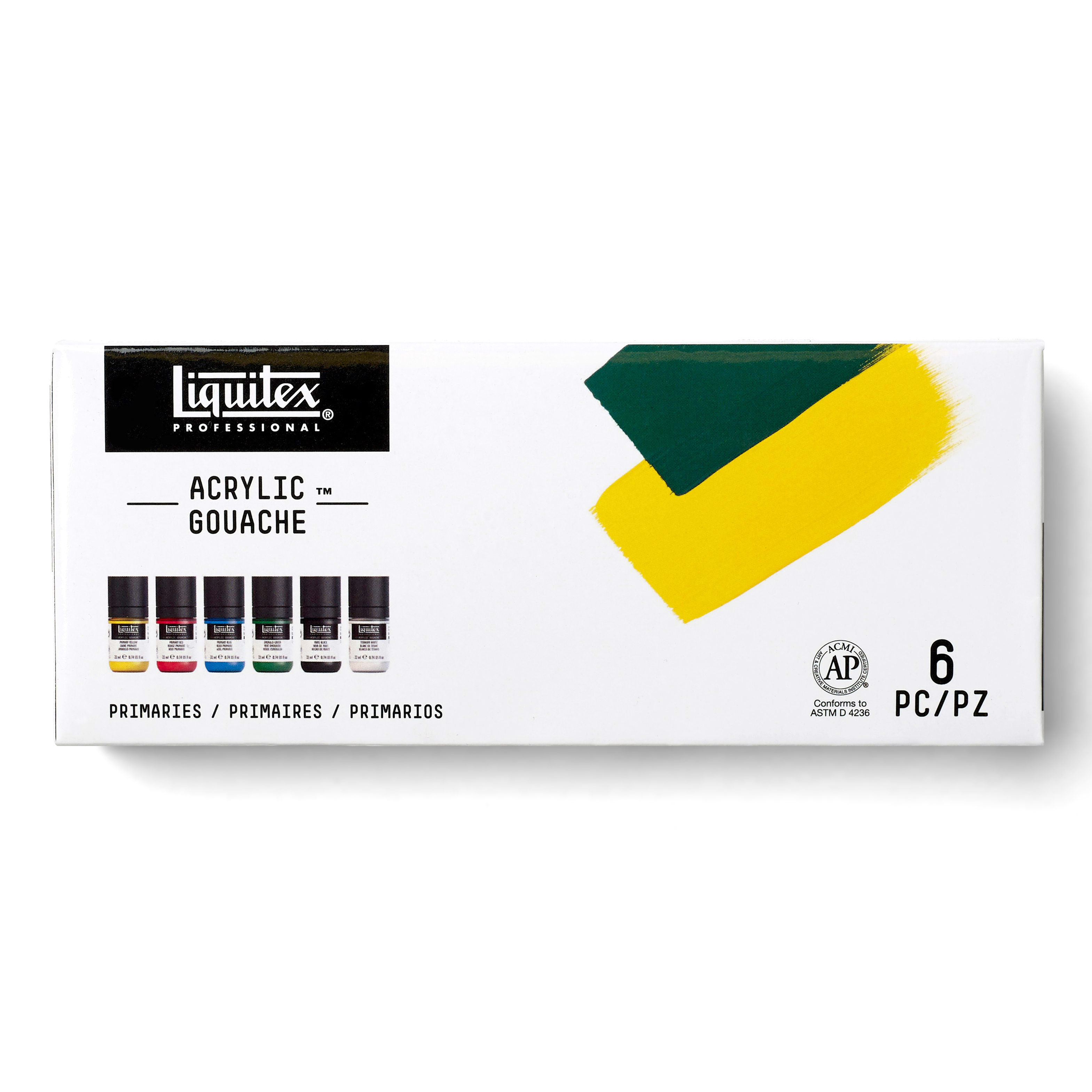 ACRYLIC GOUACHE SET 22ML 6 COLOR PRIMARIES