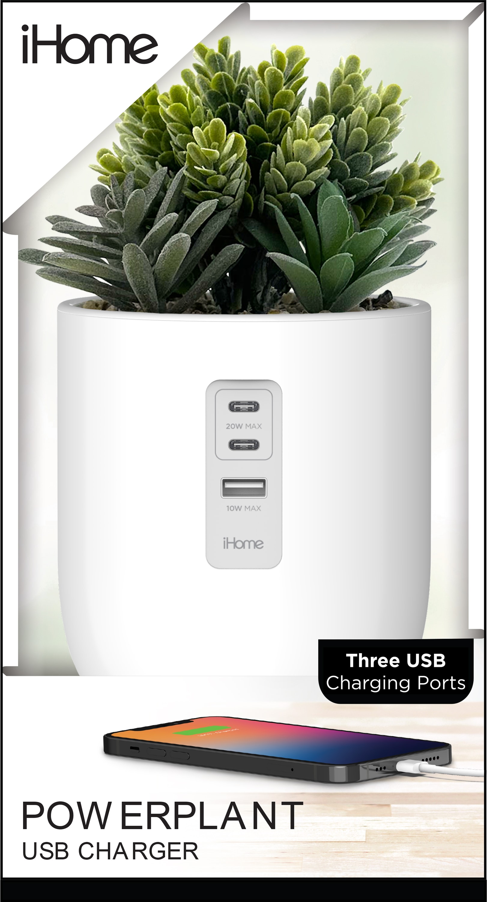 iHome POWERPLANT Plant Charging Station, White - ONLINE ONLY