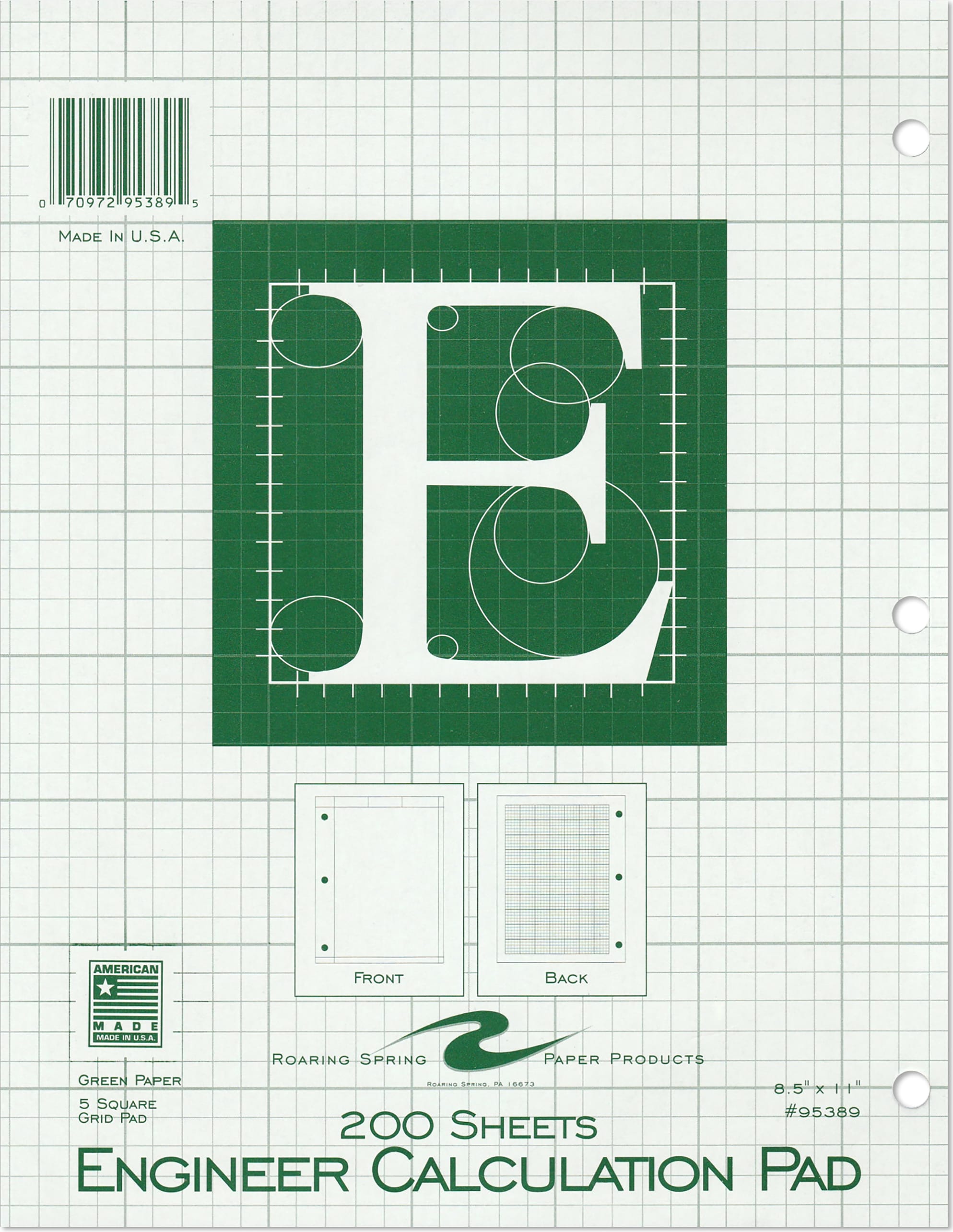ENGR. PAD 8.5 x 11 GREEN 200