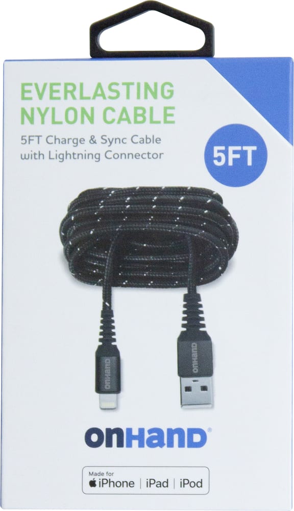 ON HAND A TO LGHT CBL 5FT,  BLACK - ONLINE ONLY