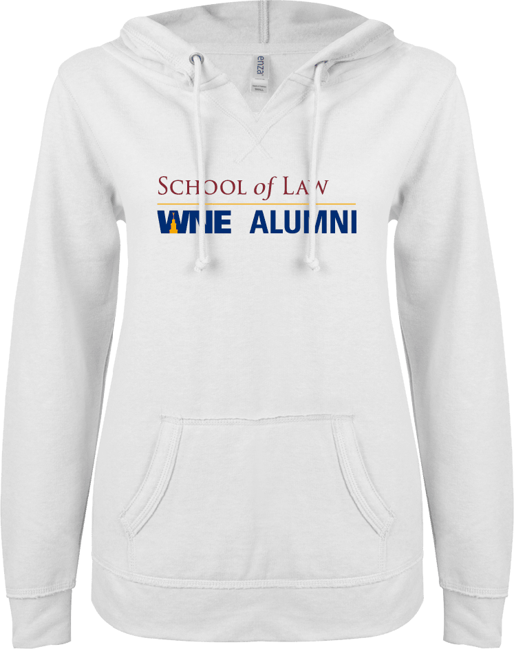 Western New England ENZA Ladies V Notch Raw Edge Fleece Hoodie School of Law Alumni - ONLINE ONLY