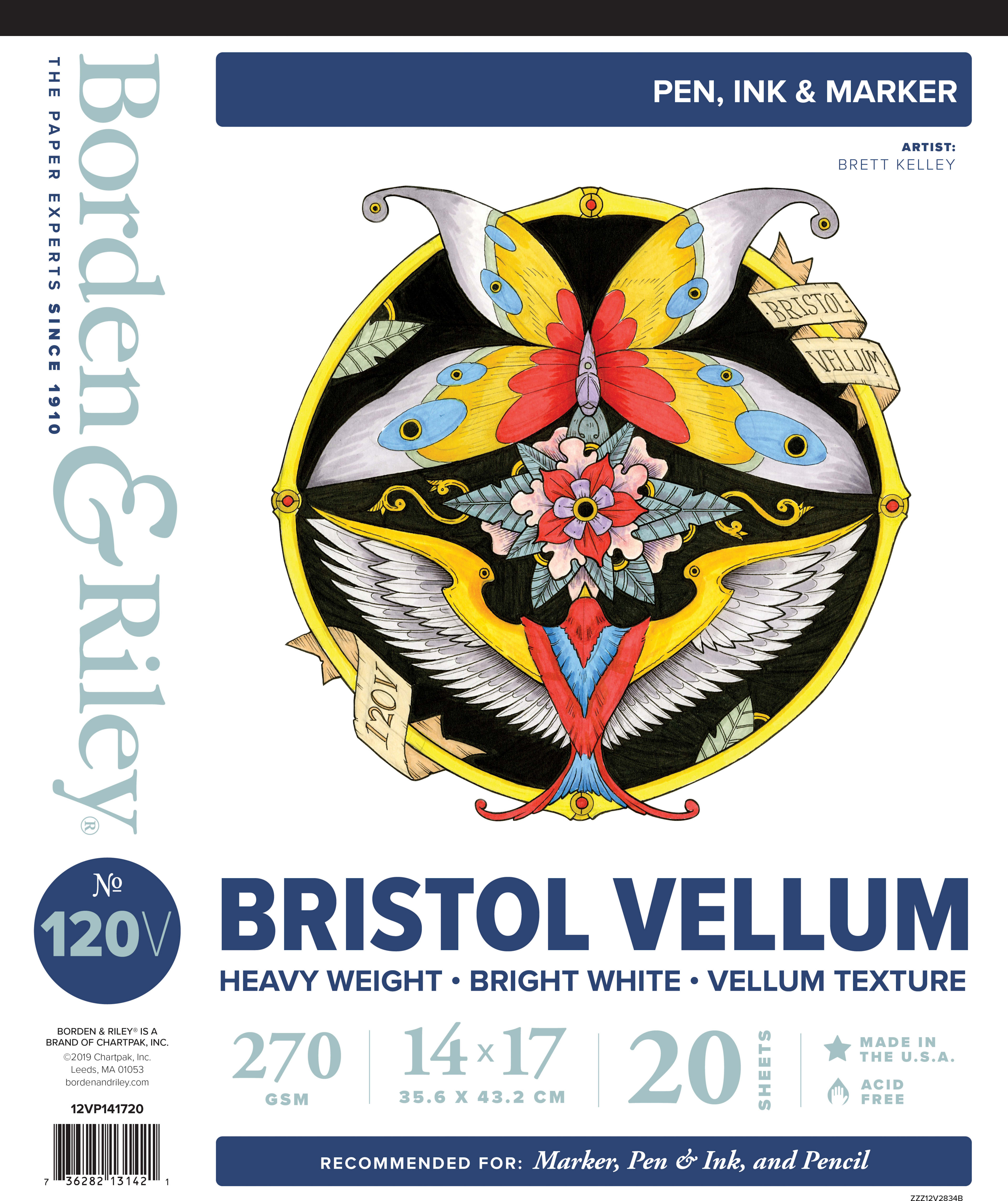 BRISTOL VELLUM PAD 14X17 20 SHEETS