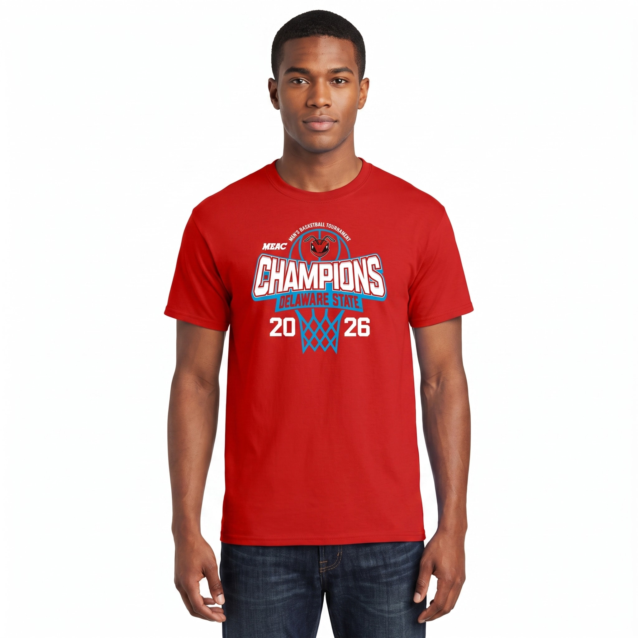Delaware State University Men's Basketball 2026 MEAC Tournament Champions Short Sleeve T-Shirt