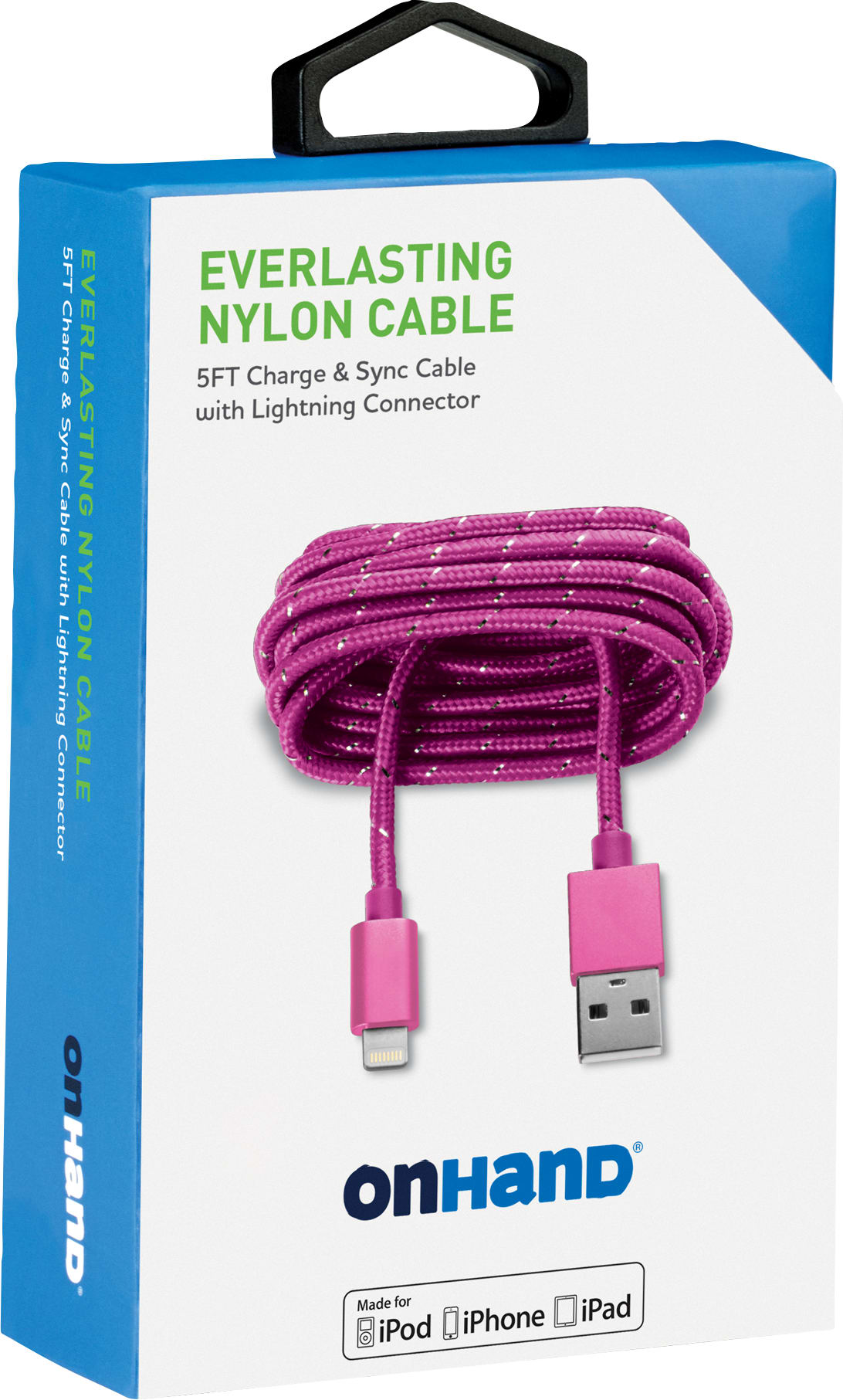 ON HAND A TO LGHT CBL 5FT, PINK - ONLINE ONLY