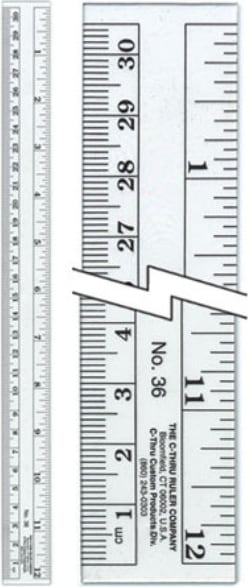 RULER 12 CLEAR PLASTIC