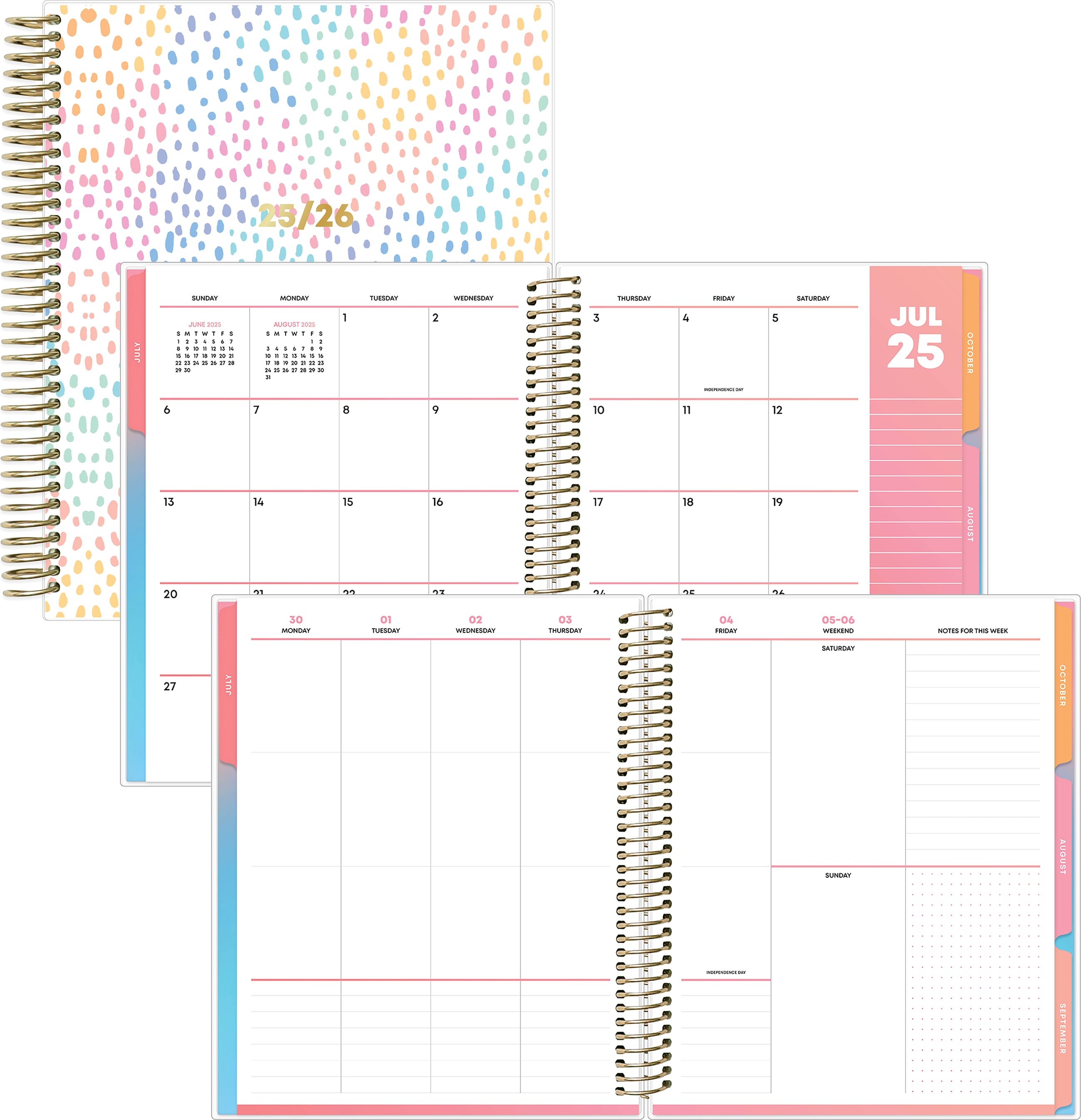 AY26 PLANNER 7X9 BS RAINBOW