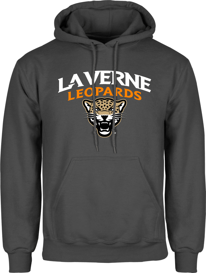 LaVerne Fleece Hoodie University of La Verne  Leopards Arched with Mascot Stacked
