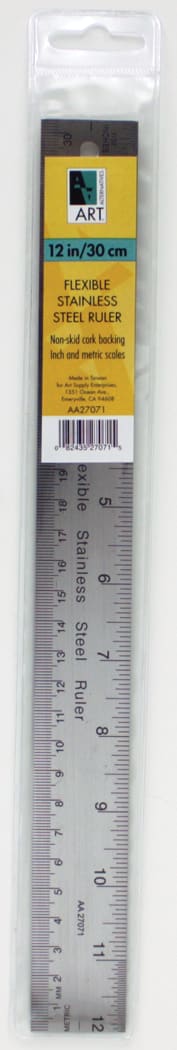 RULER ST STEEL FLEX CORK 12IN
