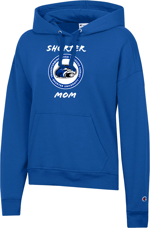 Shorter Univ Champion Womens Powerblend Pullover Hood Shorter University Mom - ONLINE ONLY