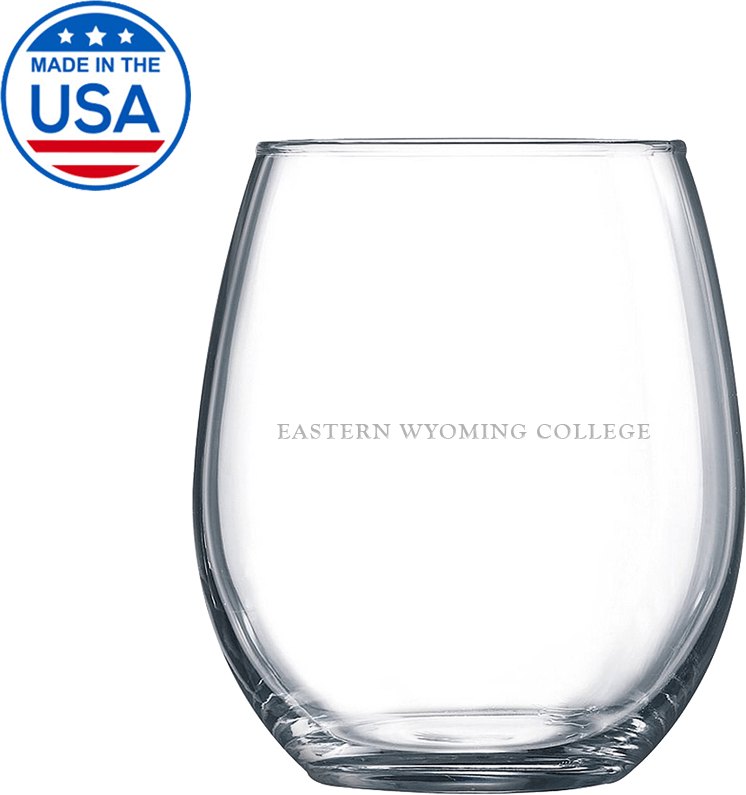 Eastern Wyoming Libbey Stemless Glass 17oz Eastern Wyoming College Flat Engraved - ONLINE ONLY