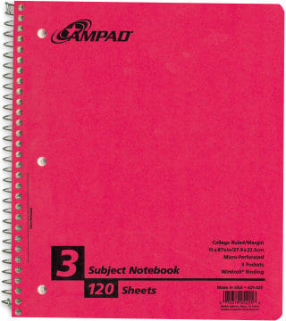 NOTEBK 3 SUB 11X8 120 SH 6 PKT