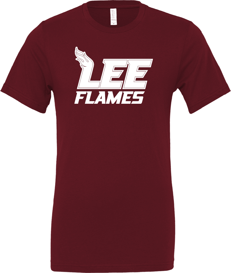Lee University Bella + Canvas Jersey Cotton T Shirt Lee Flames - ONLINE ONLY