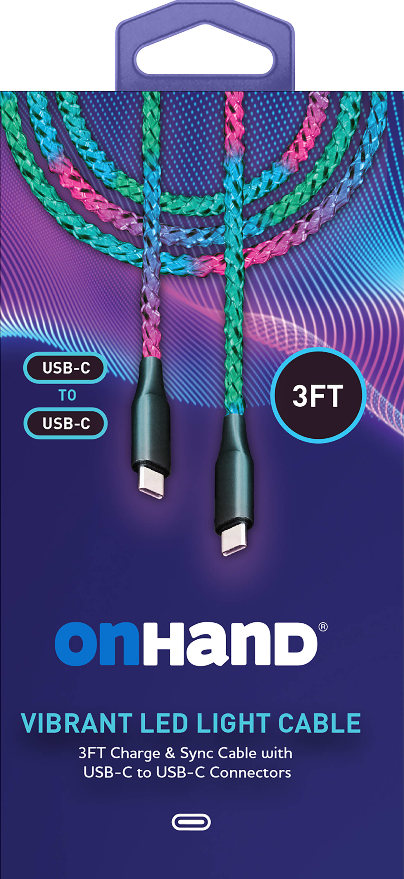 OnHand Vibrant LED Light Charge & Sync Cable, - ONLINE ONLY