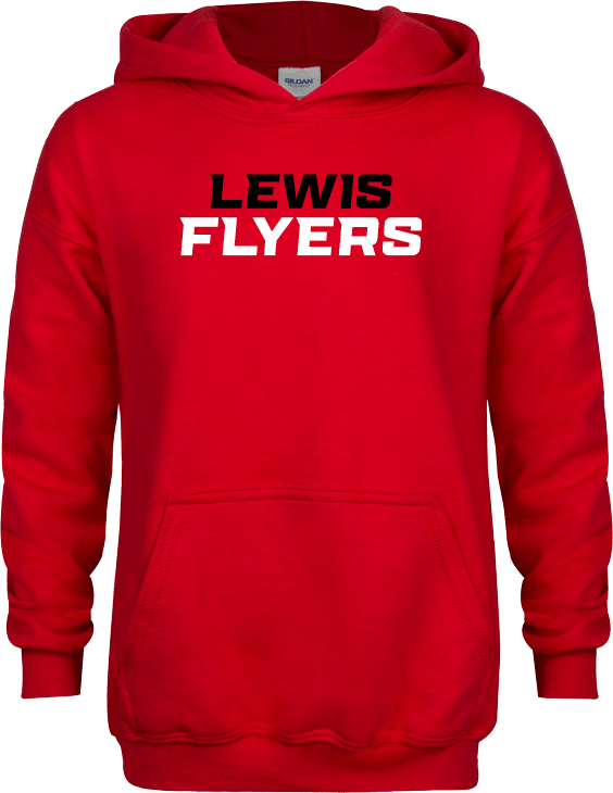 Lewis Youth Fleece Hoodie Lewis Flyers Wordmark - Vertical