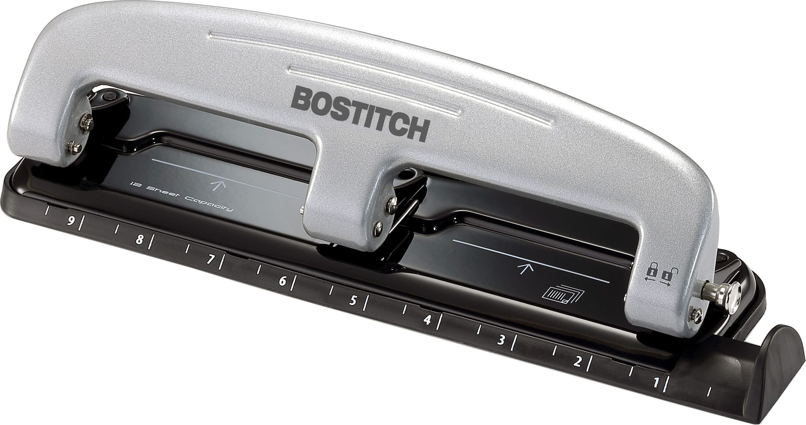 Bostitch EZ Squeeze Three-Hole Punch  12-Sheet