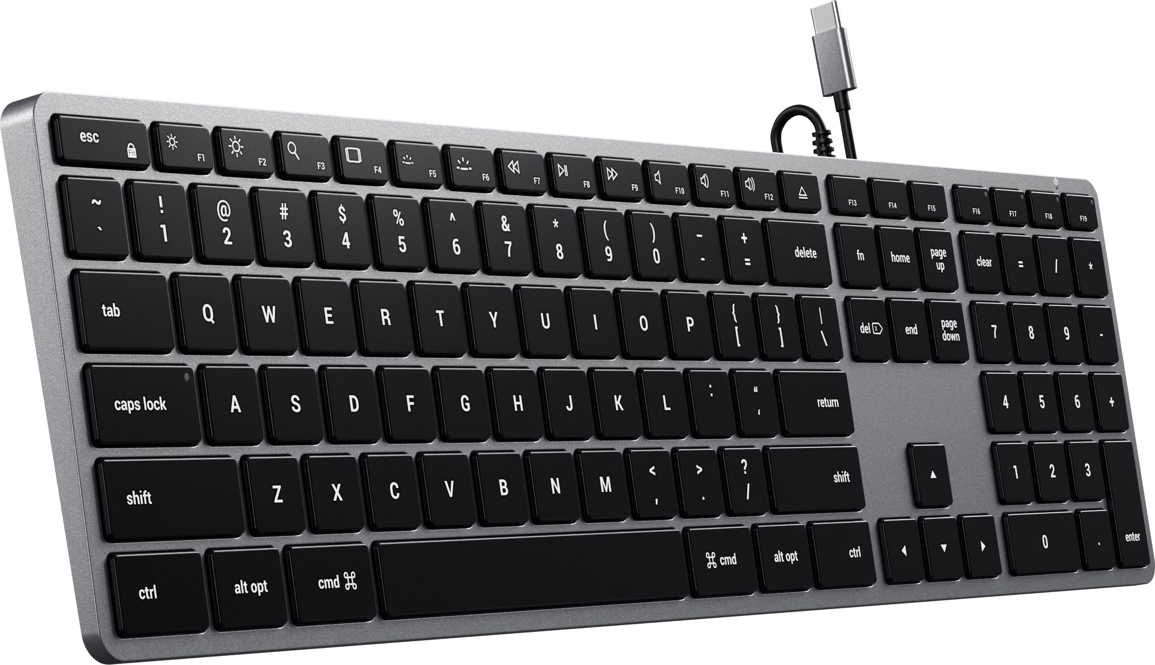 Satechi Slim W3 USB-C Wired Backlit Keyboard, 16.65 x 4.5 x 0.4in, Space Gray - ONLINE ONLY