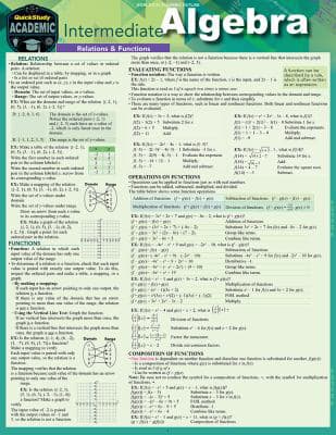 Intermediate Algebra : A Quickstudy Laminated Reference Guide