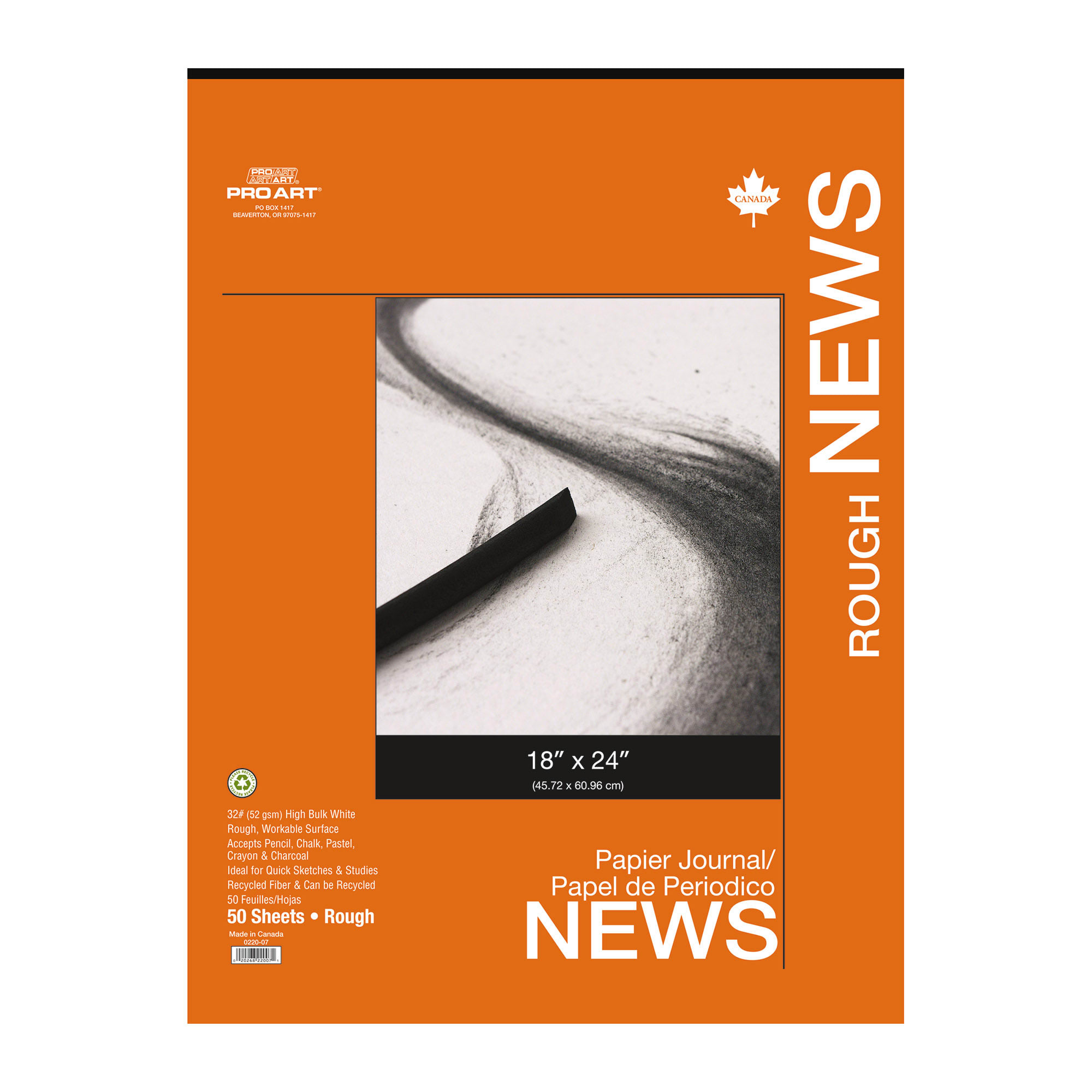 Pro Art 18x24 32-pound Rough Newsprint Tape Bound Pad 50/Sheets