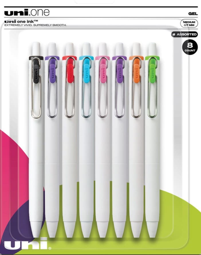 UNI ONE RT GEL .7MM ASST 8PK