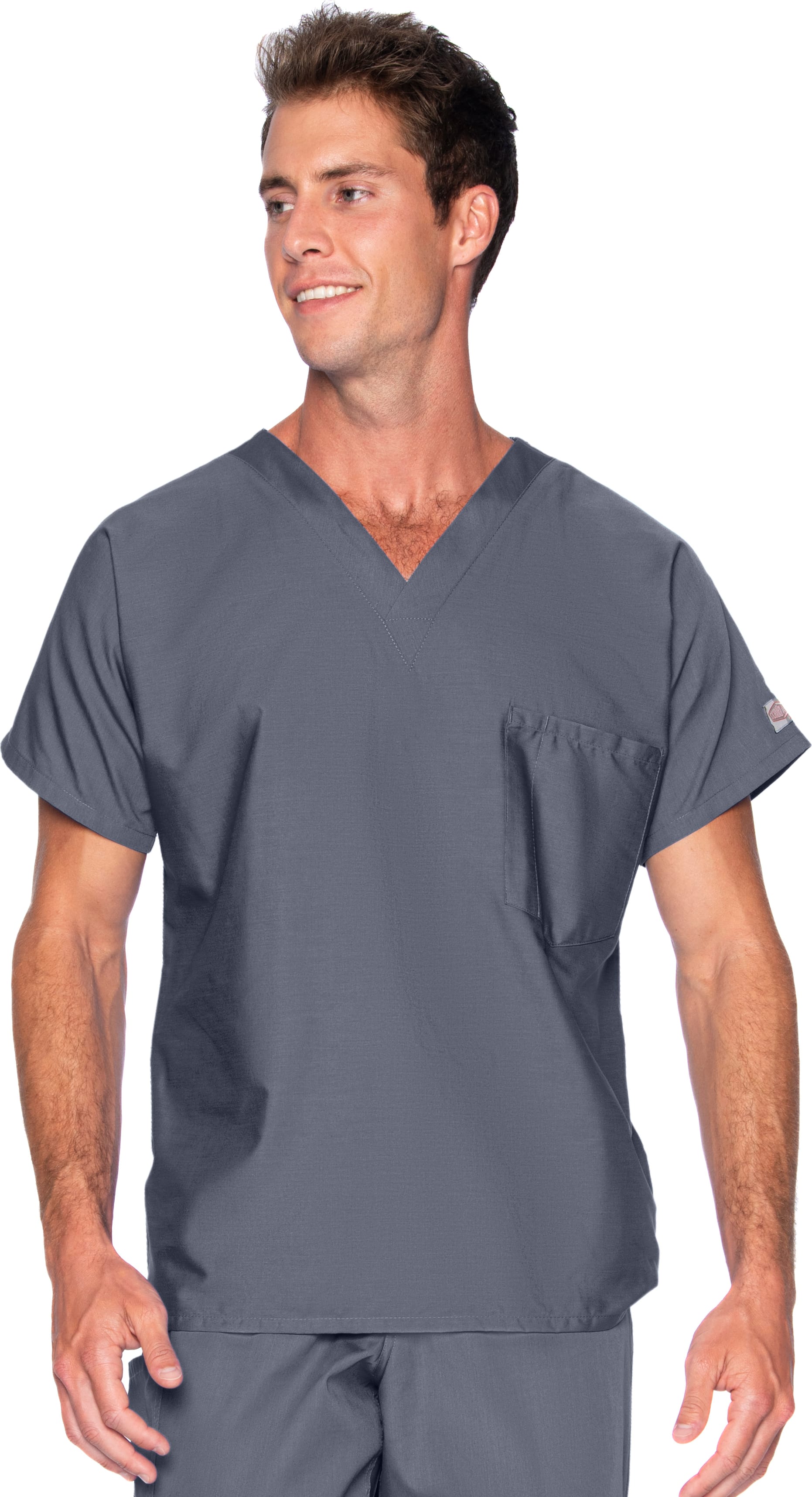 Scrub Zone UNISEX 1-Pocket V-Neck Scrub Top Grey Xtra Small