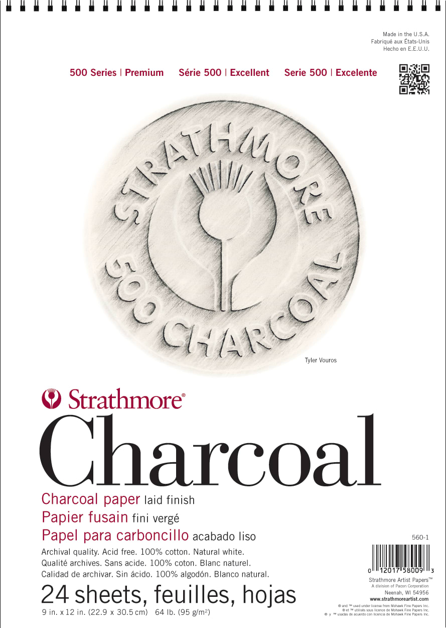 CHARCOAL 500 9X12 SPIRAL BOUND WHITE 24 SHEETS