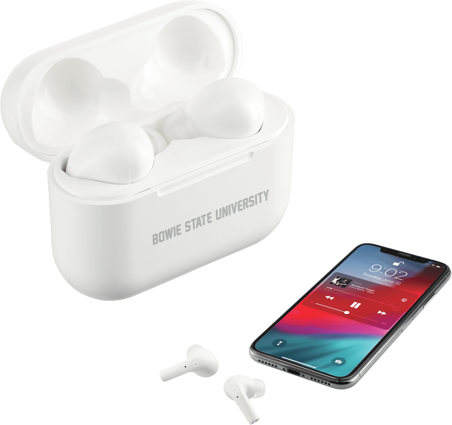 Bowie State Braavos Pro True Wireless Auto Pair Earbuds Bowie State University Flat - ONLINE ONLY