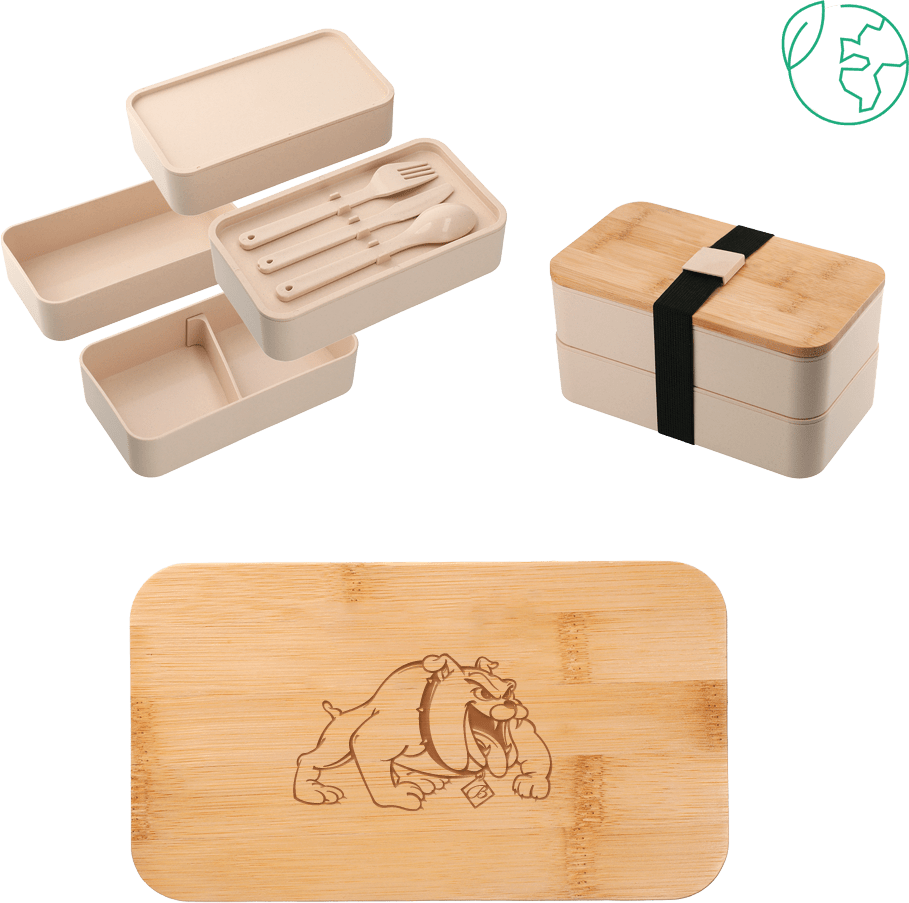 Bowie State Stackable Bamboo Fiber Beige Bento Box Primary Mark - ONLINE ONLY
