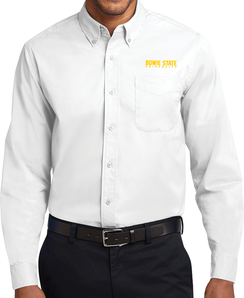 Bowie State Twill Button Down Long Sleeve Bowie State University Stacked - ONLINE ONLY