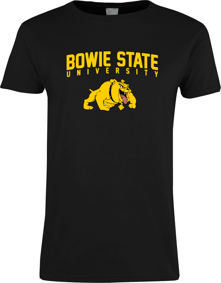 Bowie State Womens Short Sleeve Tee Bowie State University Arched with Bulldog - ONLINE ONLY