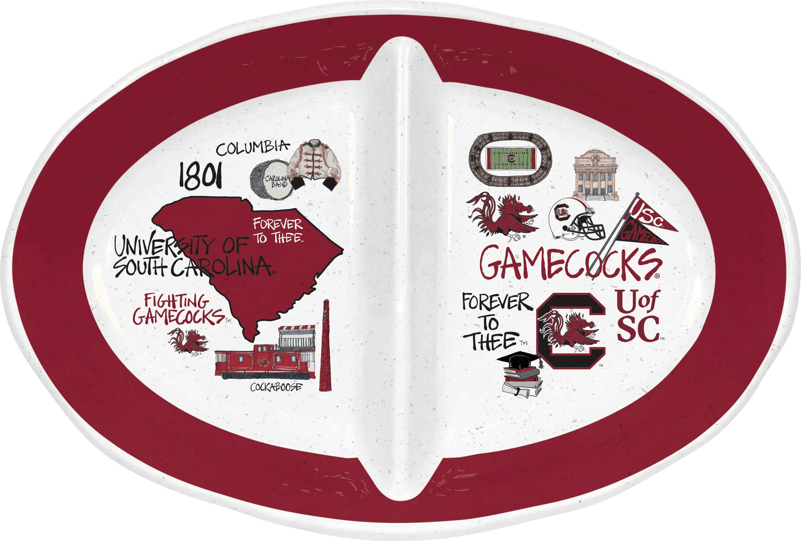 University of South Carolina Two Section Platter