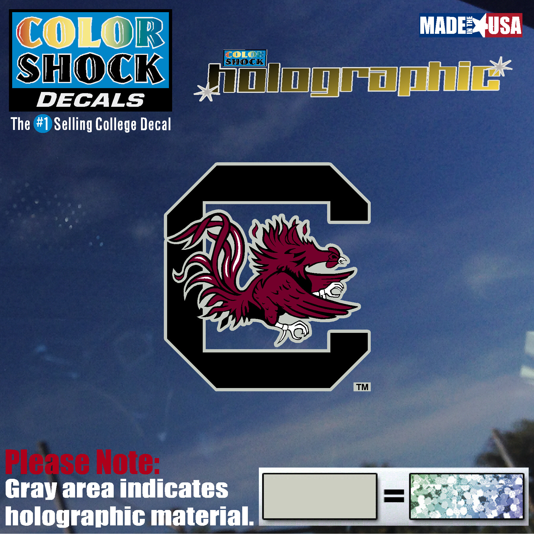 University of South Carolina Gamecocks Hologram Decal