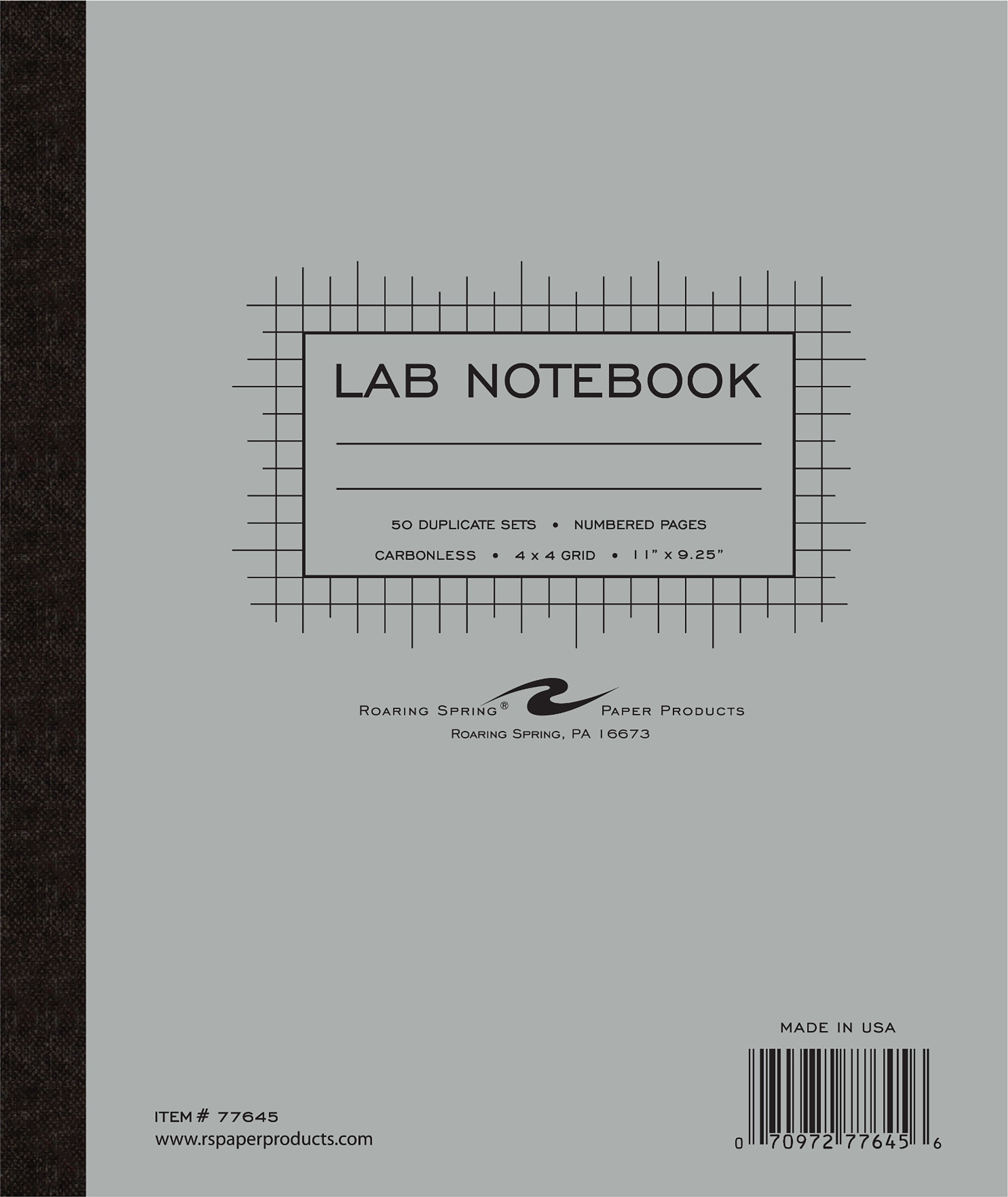 LAB BOOK 50SH CARBON/SIDEBOUND