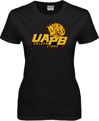 Arkansas Pine Bluff Womens Short Sleeve Tee UAPB Lion Head Stacked - ONLINE ONLY