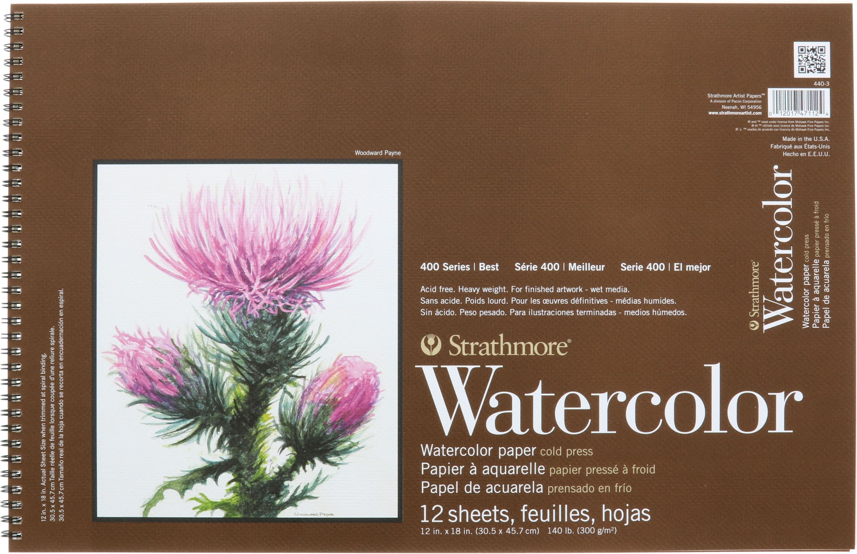 Watercolor 400 Series 12X18 Spiral Bound 12/Sheets