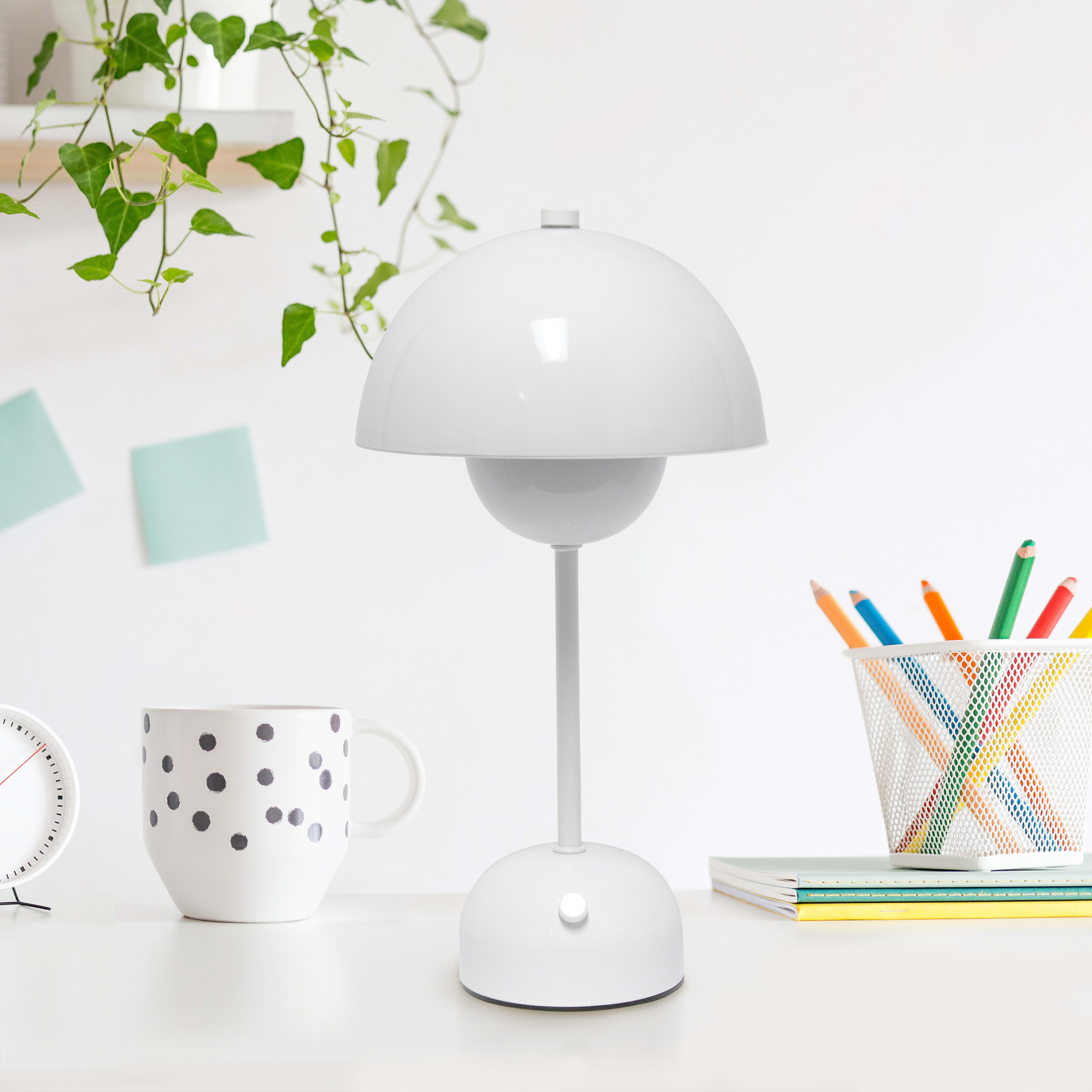 Simple Designs 11.8 Mushroom Magic Dimming LED Touch Stick Lamp, Portable & Rechargeable
