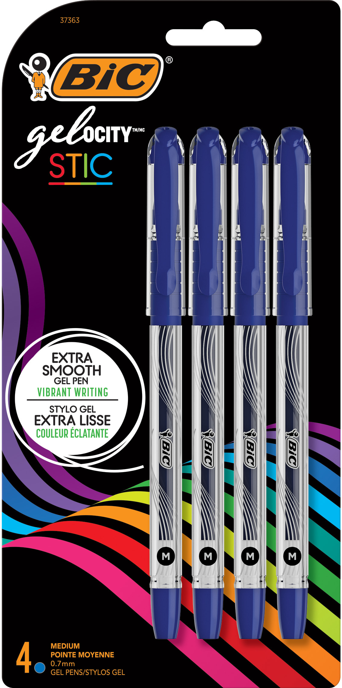 GELOCITY QUICK DRY STIC PEN .7MM 4PACK BLUE