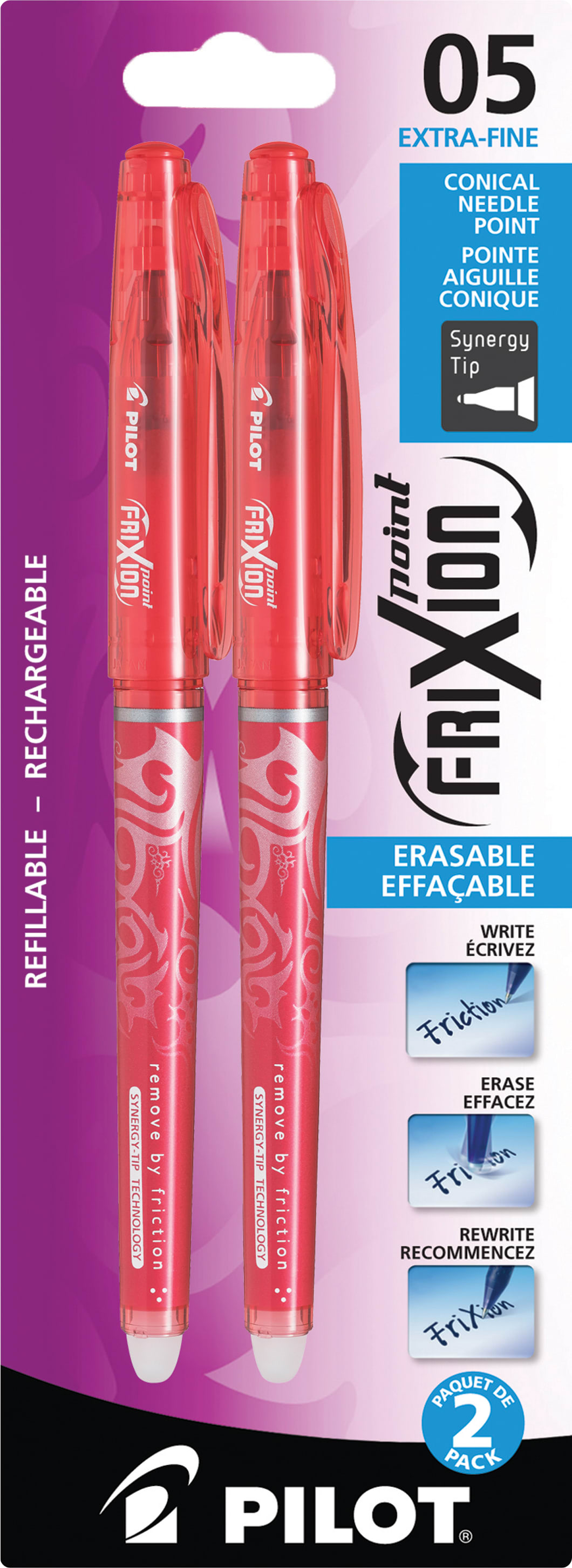 GEL PEN .5MM 2PK RED FRIXION