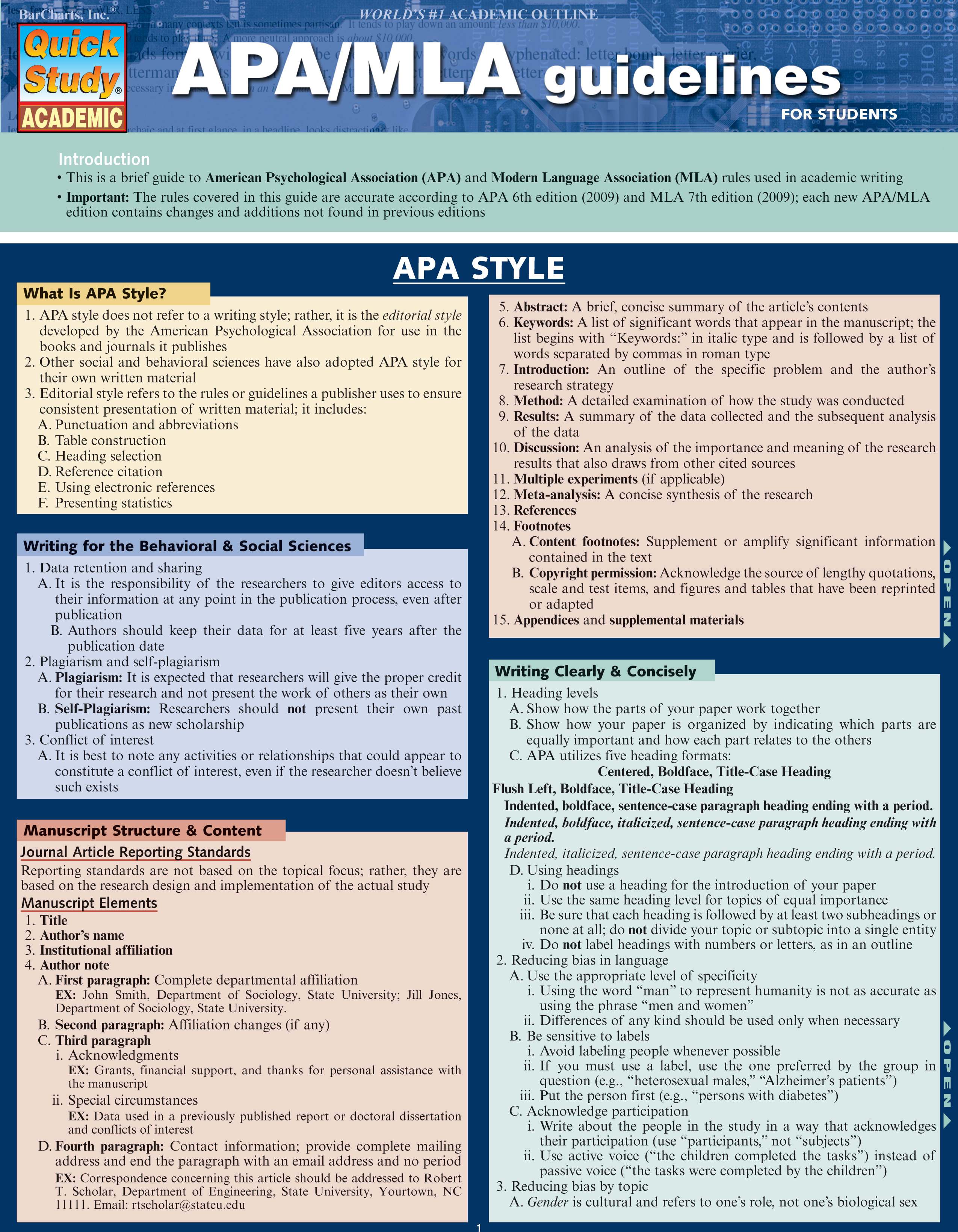 APA/MLA Guidelines for Students