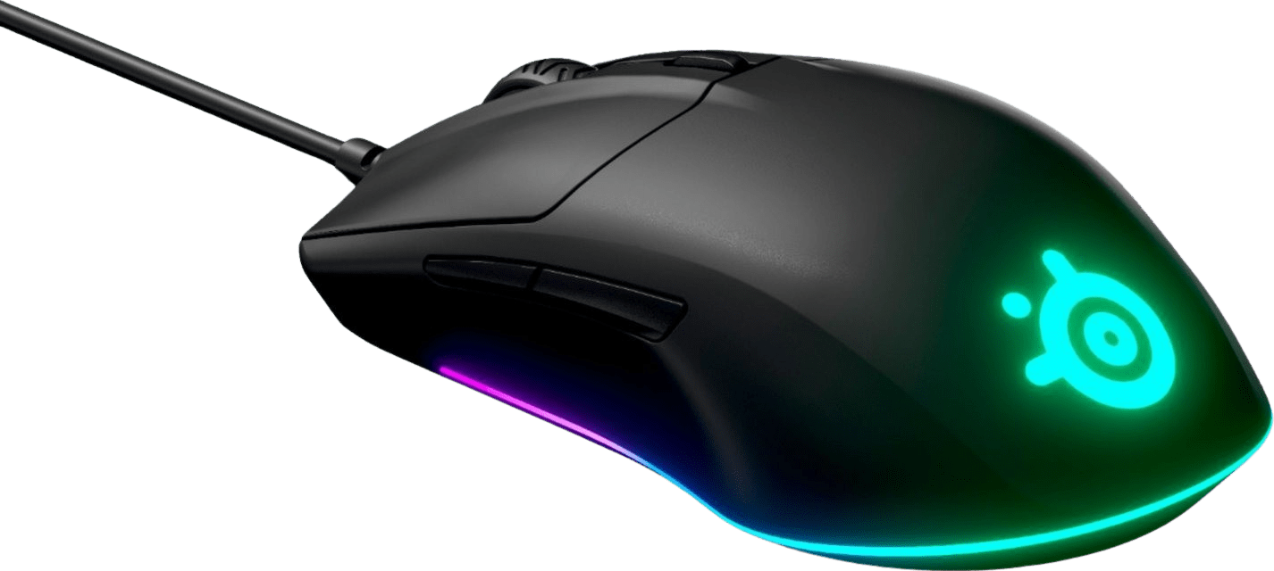 Rival 3 Lightweight Wired Optical Gaming Mouse with Brilliant Prism RGB Lighting (Black)