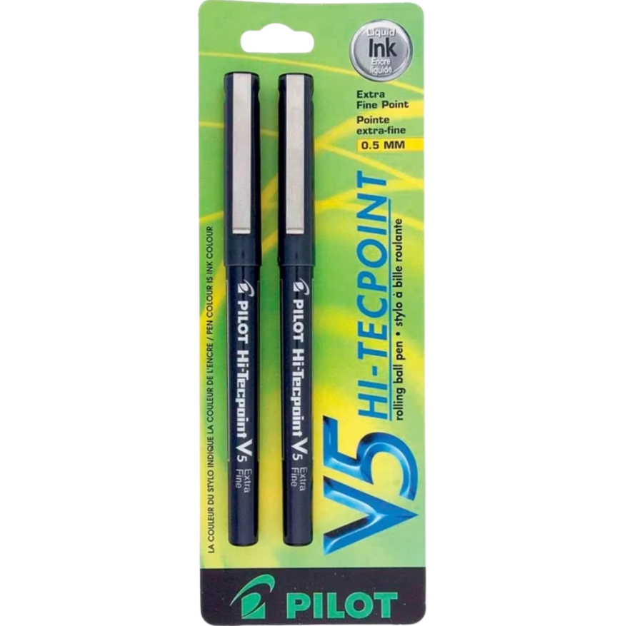 Hitecpoint Pilot Hi-Tecpoint V5 Roller Ball Pens - Black