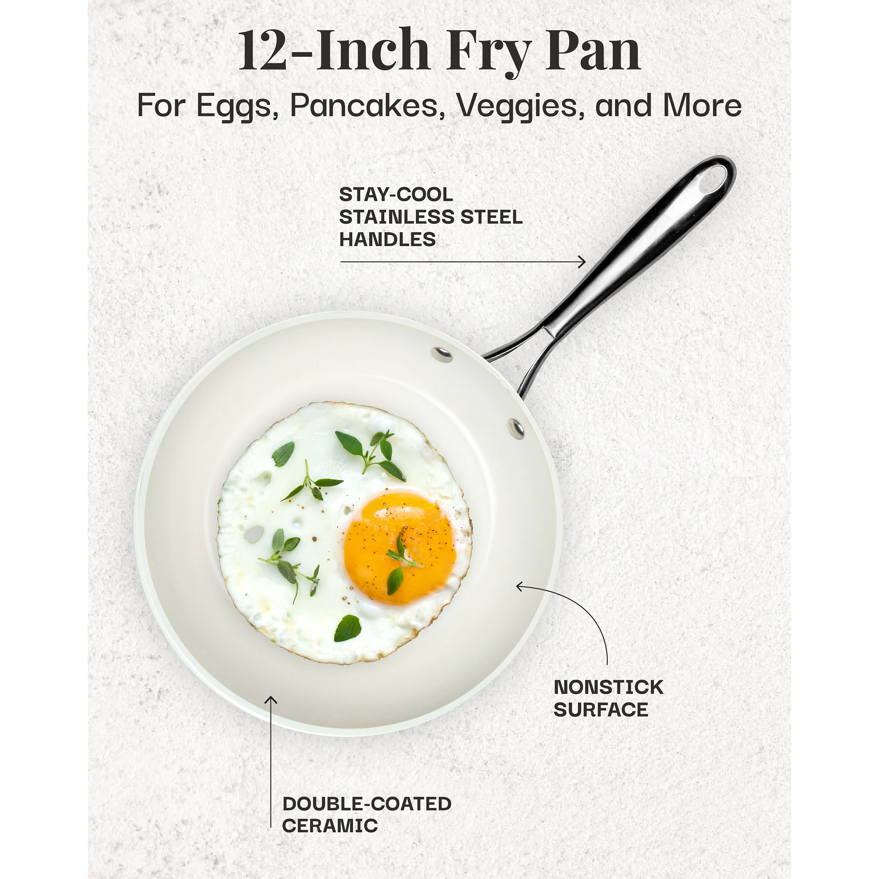 12" Fry Pan Cream