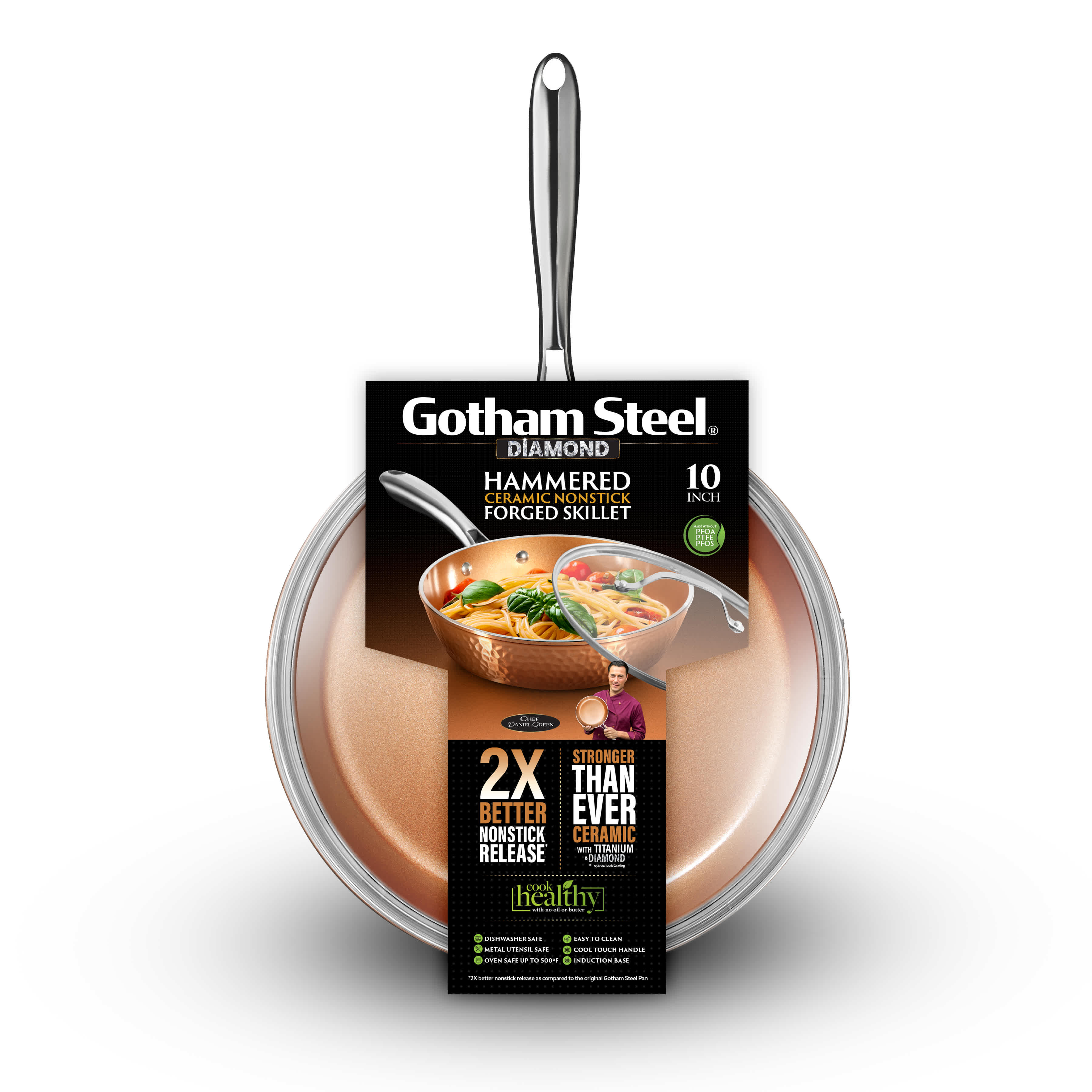 10" Hammered Copper Skillet with Lid
