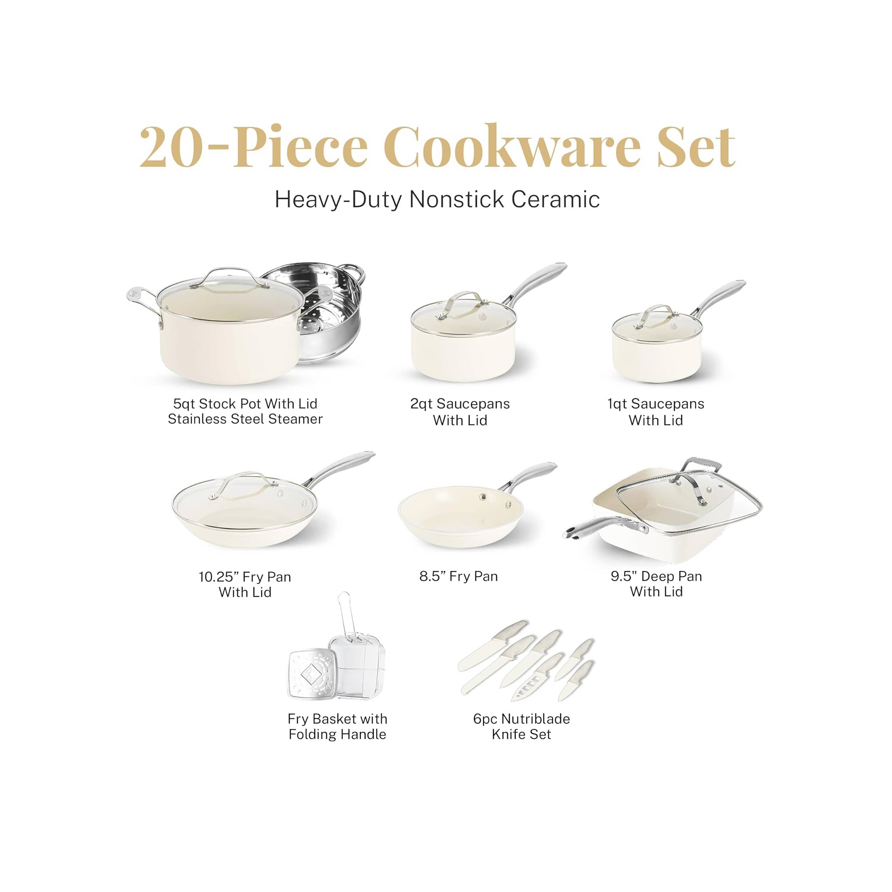 20pc Cream Cookware Set