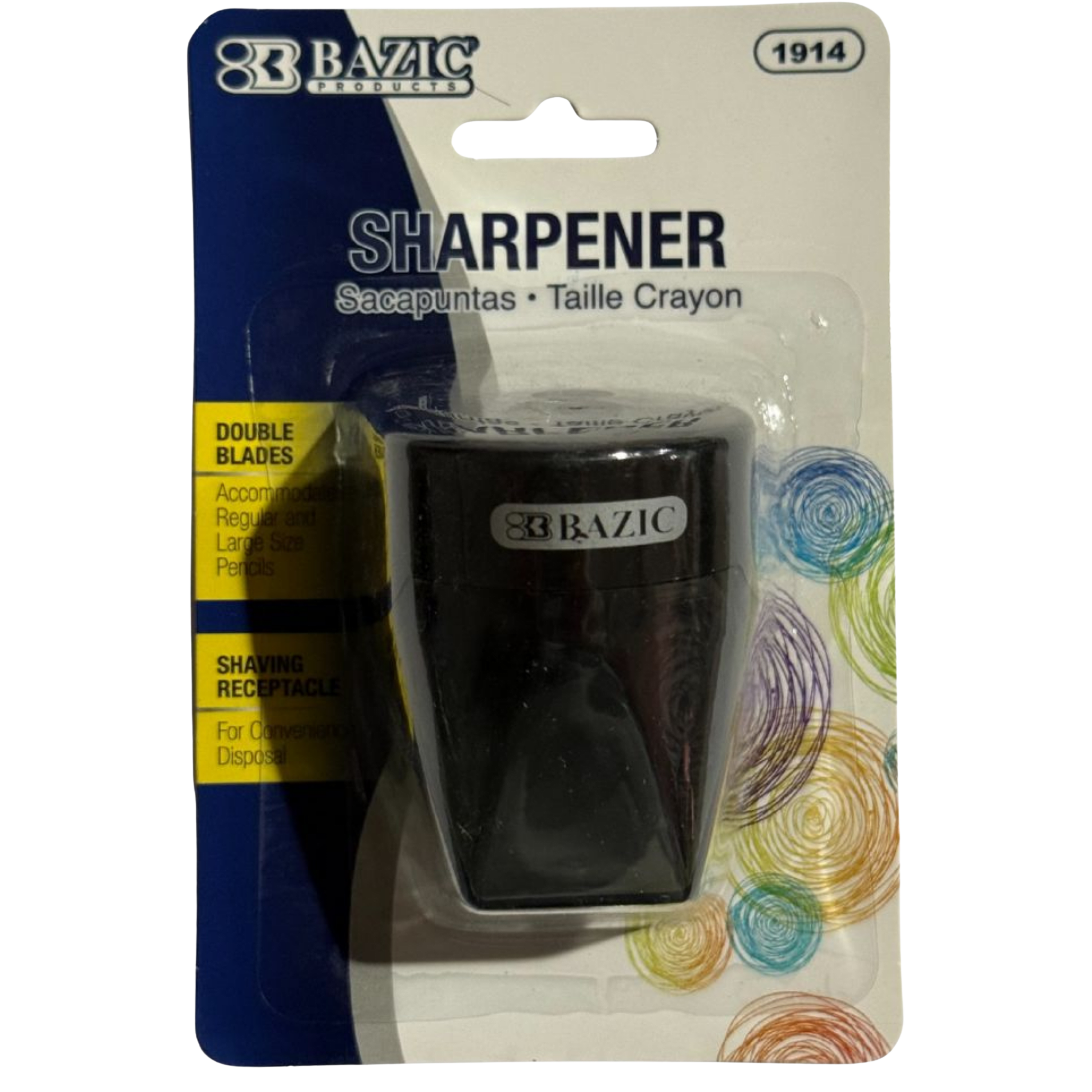 BAZIC Dual Hole Pencil Sharpener with Receptacle  Diamond Shape