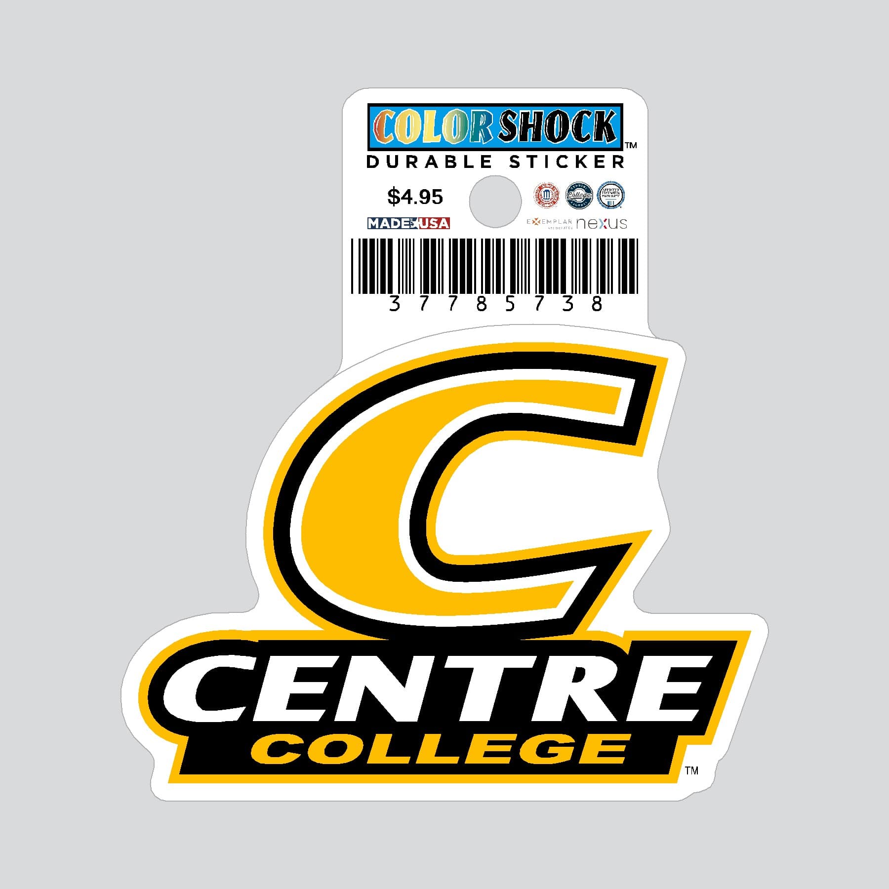 Centre College Colonels Durable Sticker
