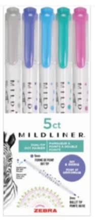 Mildliner Dot Highlighter 5pk Cool  Assorted Colours